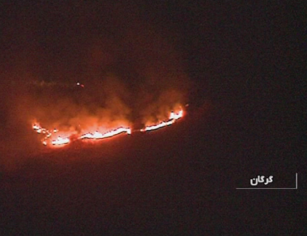مهار آتش سوزی در زمین کشاورزی روستای توشن گرگان