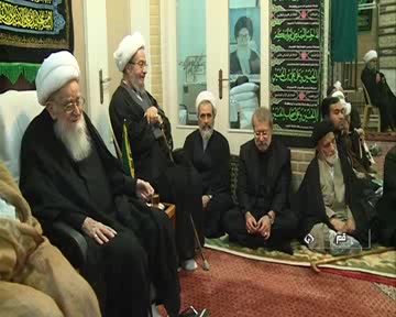 حضور لاریجانی در مراسم عزاداری حسینی در بیوت مراجع