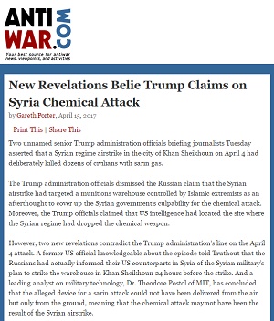 افشاگری های جدید دروغ بودن ادعای ترامپ را درباره تسلیحات شیمیایی سوریه آشکار کرد