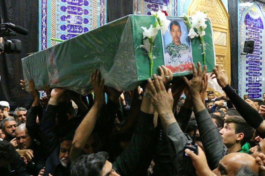 مراسم وداع با پیکر شهید مدافع حرم درمشهد