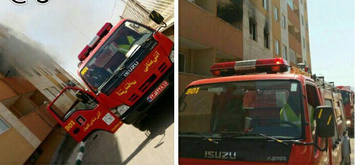 با تلاش آتش نشانان نجات 6نفر از آتش سوزی مجتمع مسکونی 40 واحدی در شهر جدید گلبهار