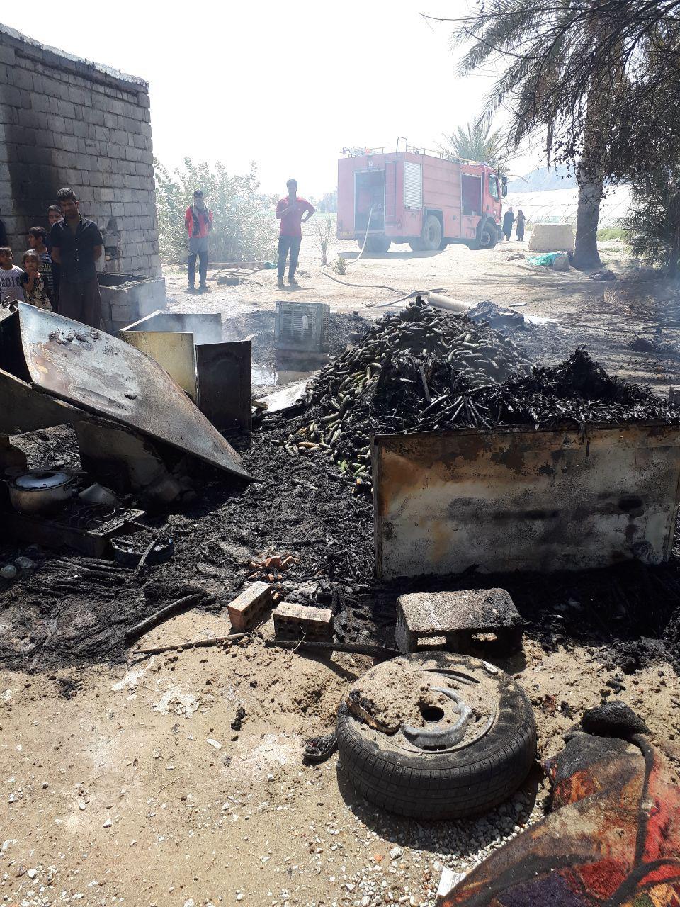 آتش سوزی  د ردو خانه کپری در کهنوج