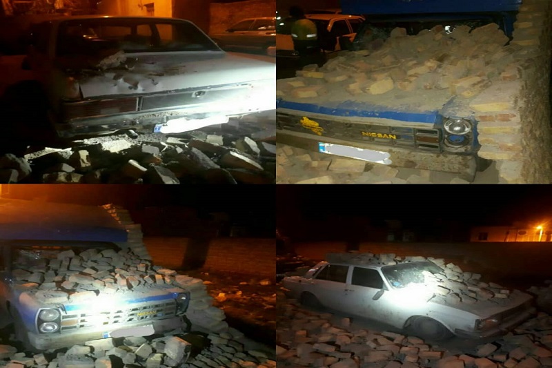 تخریب سه خودرو بر اثر ریزش دیوار