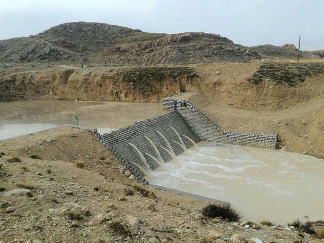 افتتاح بند سنگی ملاتی در شهرستان مهر