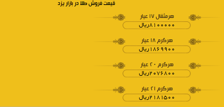 قیمت طلا در بازار یزد، امروز + لیست