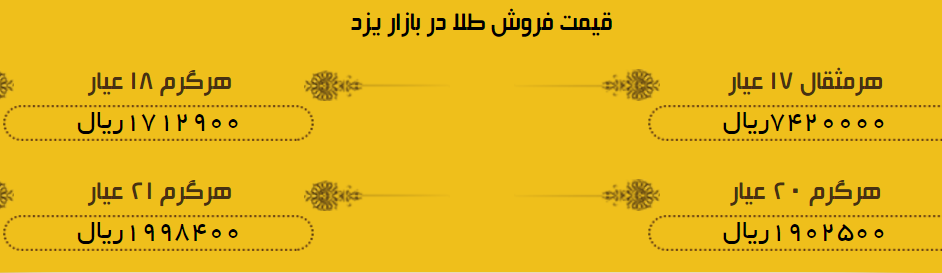 قیمت طلا در بازار یزد، امروز + لیست