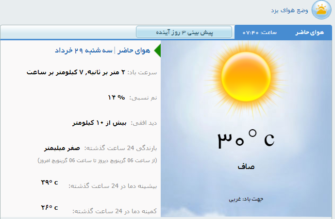 آسمانی صاف تاقسمتی ابری همراه باافزایش دما