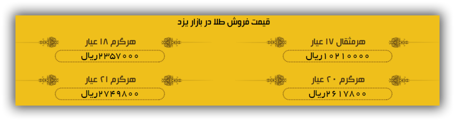 قیمت طلا در بازار یزد، امروز + لیست