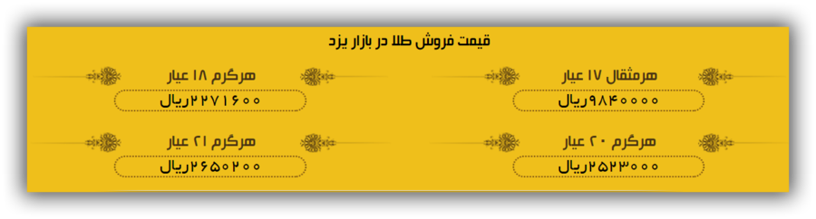 قیمت طلا در بازار یزد + لیست