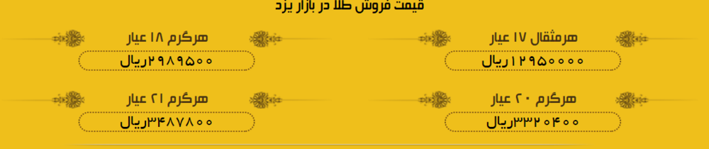 قیمت طلا در بازار یزد، امروز + لیست