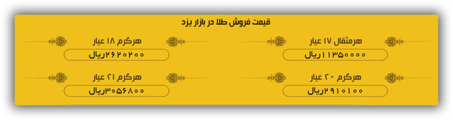 قیمت طلا در بازار یزد، امروز + لیست