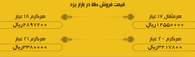 قیمت طلا در بازار یزد، امروز + لیست