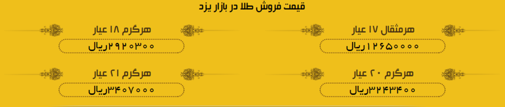 قیمت طلا در بازار یزد، امروز + لیست