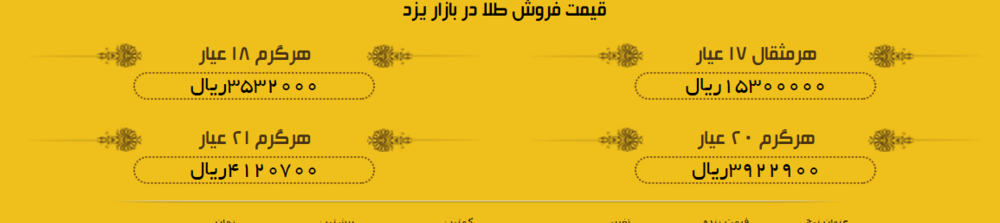 قیمت طلا در بازار یزد، امروز+ لیست