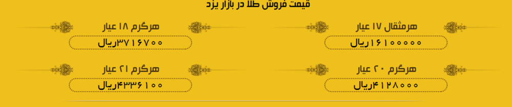 قیمت طلا در بازار یزد، امروز+ لیست