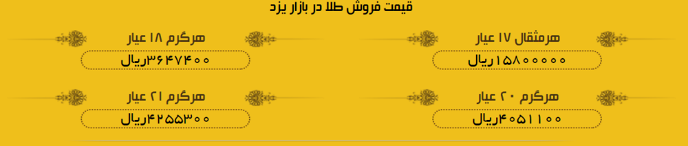 قیمت طلا در بازار یزد، امروز+ لیست