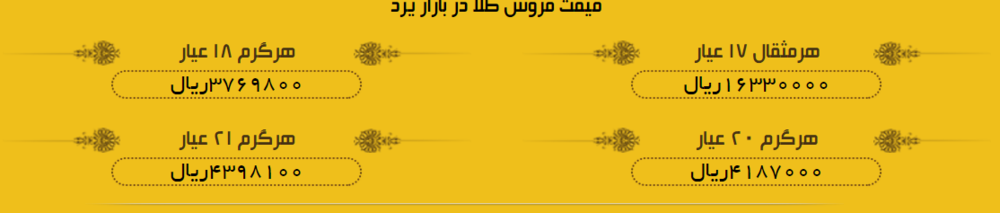 قیمت طلا در بازار یزد، امروز+ لیست