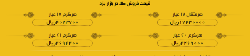 قیمت طلا در بازار یزد، امروز+ لیست