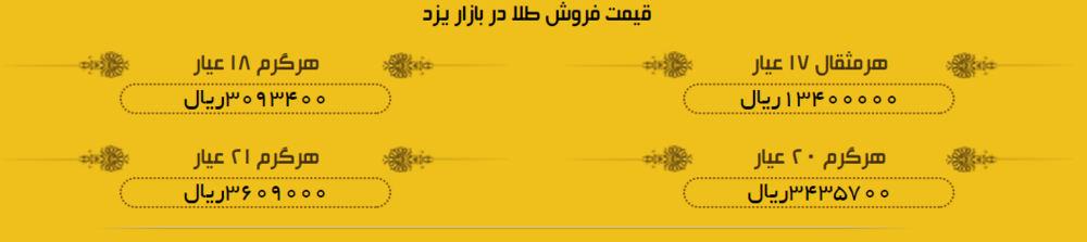 قیمت طلا در بازار یزد، امروز+ لیست