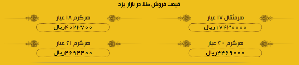 قیمت طلا در بازار یزد، امروز+ لیست