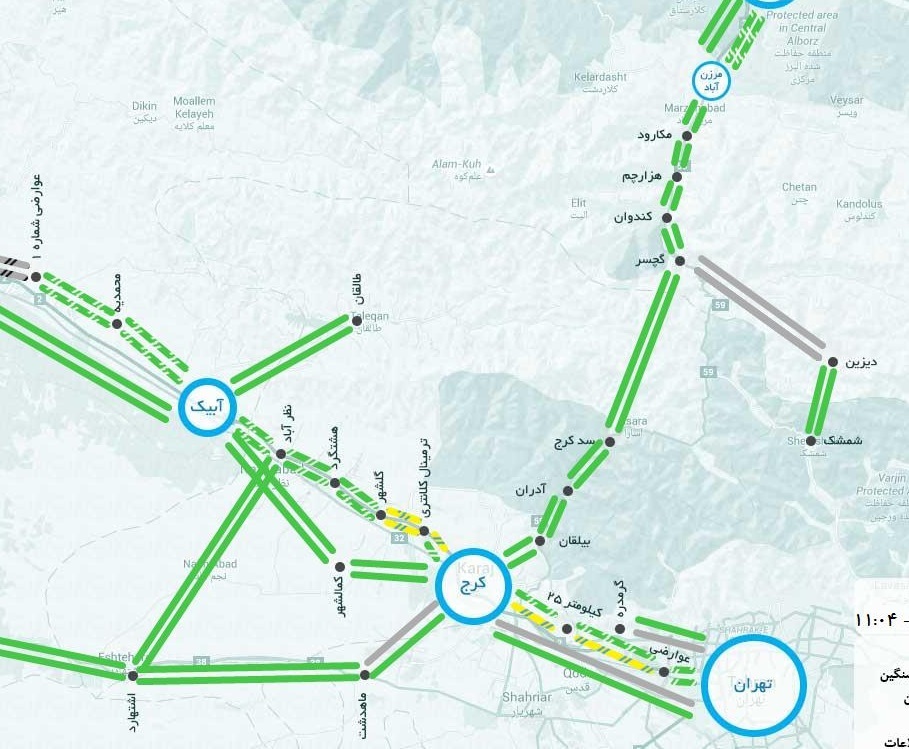 ترافیک روان درمحورهای مواصلاتی البرز