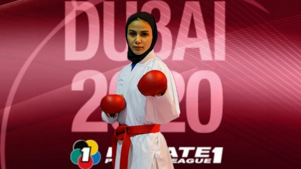 مدال برنز کاراته وان 2020 امارات برگردن ورزشکار گیلانی