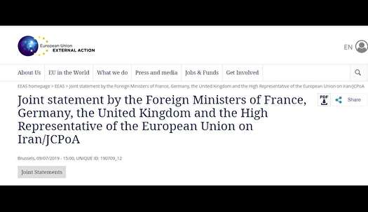 بیانیه سه کشور اروپایی و نماینده اتحادیه اروپا درباره برجام