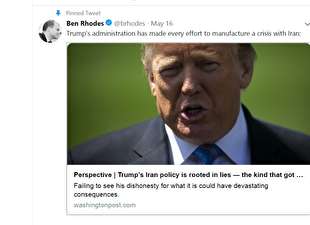 بن رودز: ترامپ درباره ایران کاملا دروغ می گوید