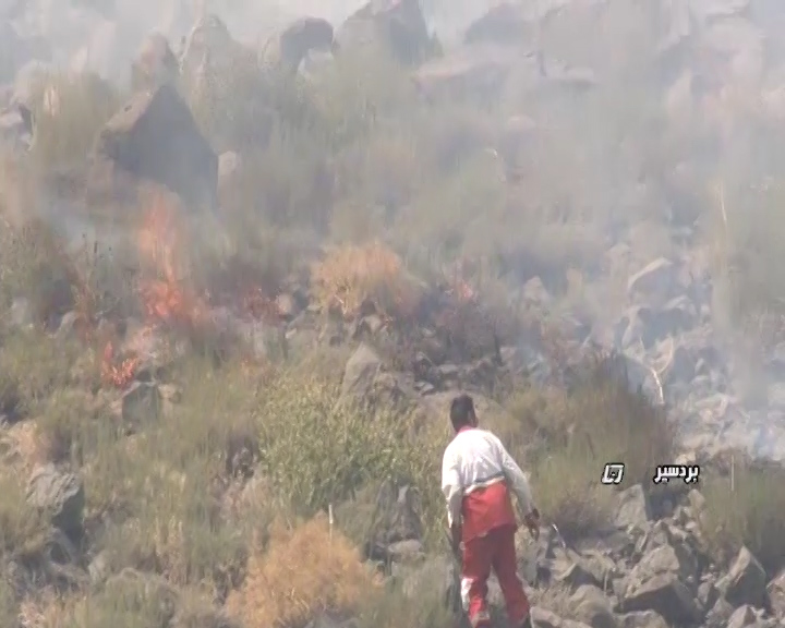 ادامه تلاشها برای اطفای حریق در مراتع روستای باغبزم بردسیر