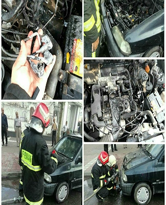 آتش گرفتن یک خودرو در رشت