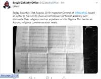 صدور دستور بازداشت حامیان زکزاکی
