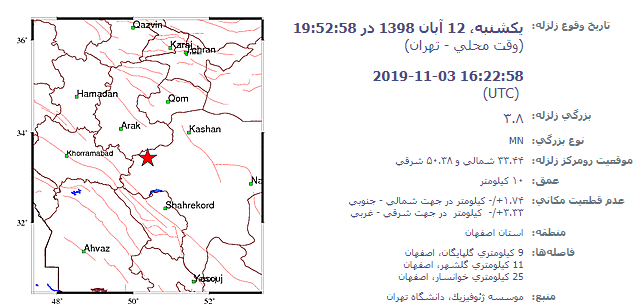 زلزله سه وهشت دهم ریشتری