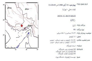 وقوع زمین لرزه ۵/۴ دهم ریشتری در حوالی رویدر