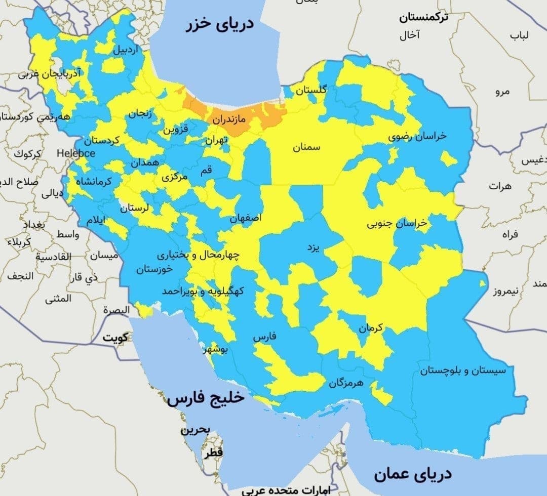 ۹ شهرستان استان بوشهر در وضعیت آبی کرونا