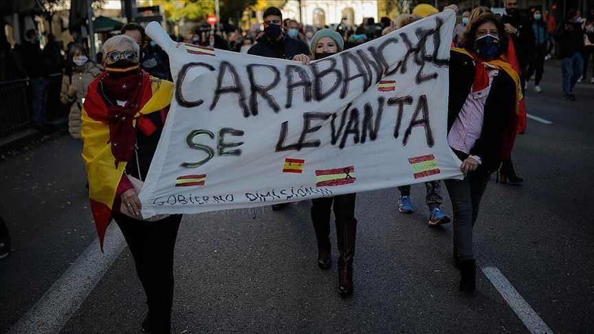 تظاهرات ضد کرونایی اسپانیایی‌ها در مادرید