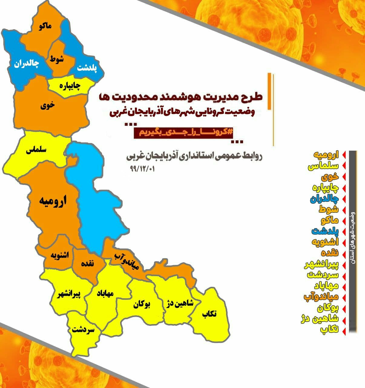 وضعیت شکننده کرونا در آذربایجان غربی