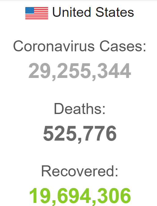 بیش از ۵۲۵ هزار نفر قربانی کرونا در آمریکا