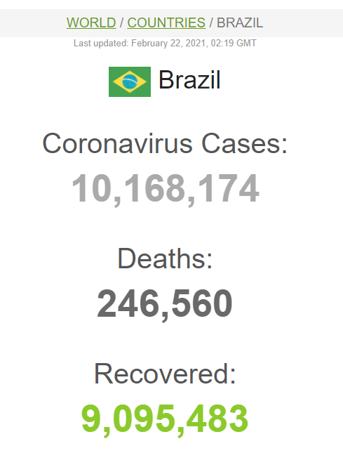 ۵۲۷ فوتی کرونایی دیگر در برزیل