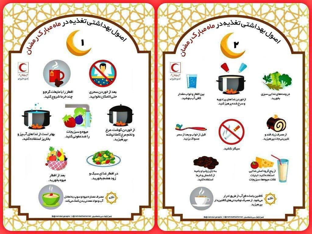 اصول بهداشتی تغذیه در ماه مبارک رمضان + اینفوگرافیک