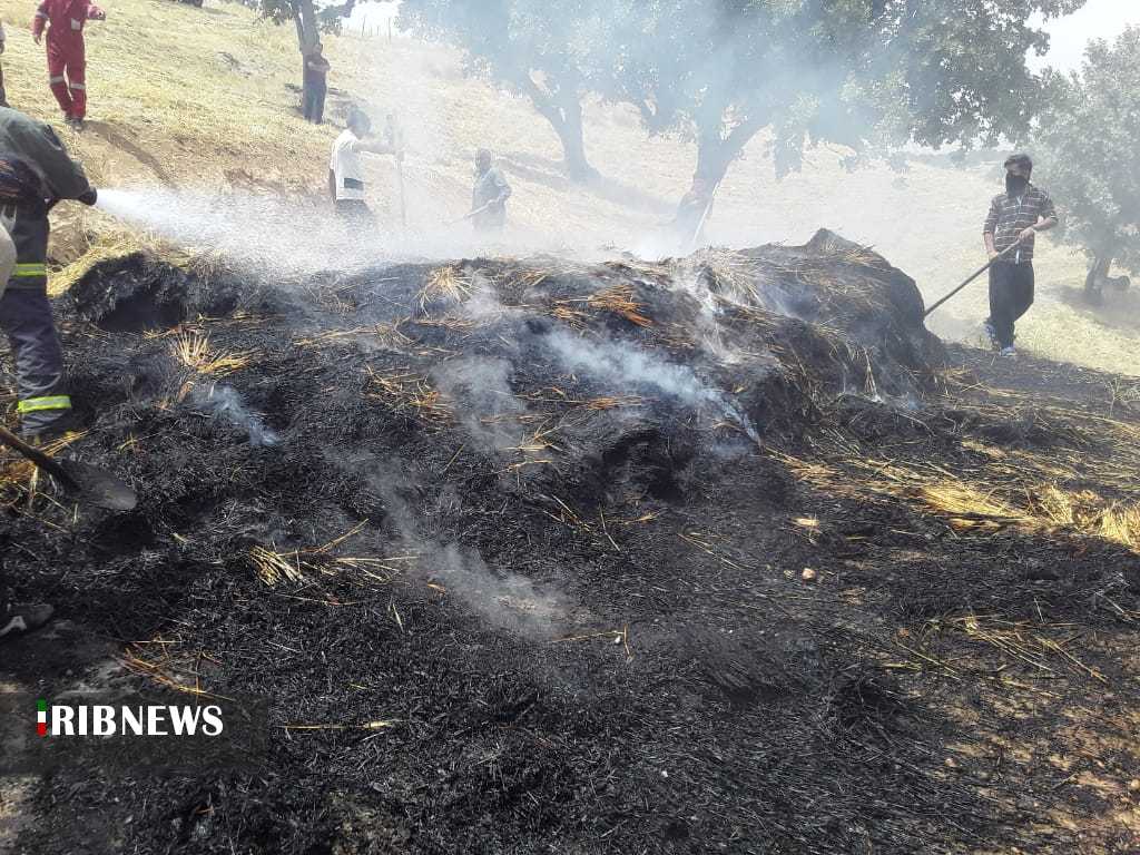 آتش گرفتن خرمن جو در روستای کوشک تلخ درغک