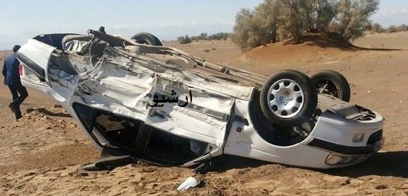 واژگونی مرگبار خودرو پژو پارس در اتوبان ساوه - همدان