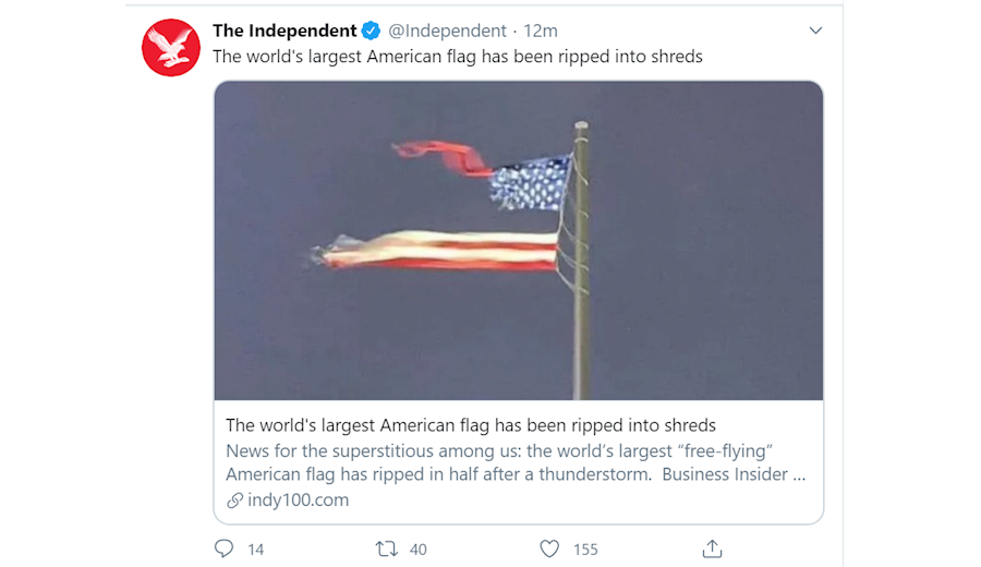 واکنش‌ها در شبکه‌های اجتماعی به پاره شدن پرچم آمریکا