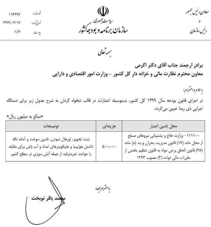 اختصاص بودجه جدید برای مقابله با حوادث غیرمترقبه