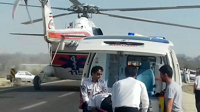 امداد هوایی اوژانس اصفهان برای انتقال دو مصدوم به بیمارستان الزهرا