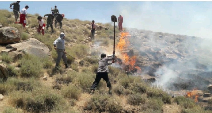 مهار شدن آتش  در مراتع راویز رفسنجان