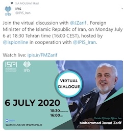 شرکت آقای ظریف در گفتگوی برخط درچارچوب گفتگوهای مدیترانه ای