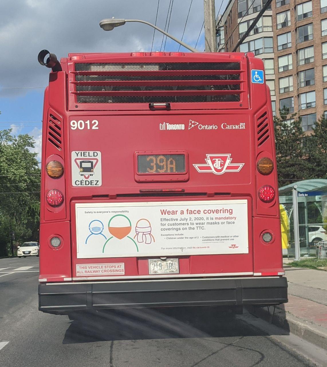 الزامی شدن استفاده از ماسک در اتوبوس و متروی تورنتو