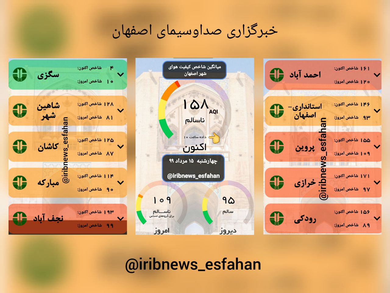 هوای اصفهان ناسالم برای عموم