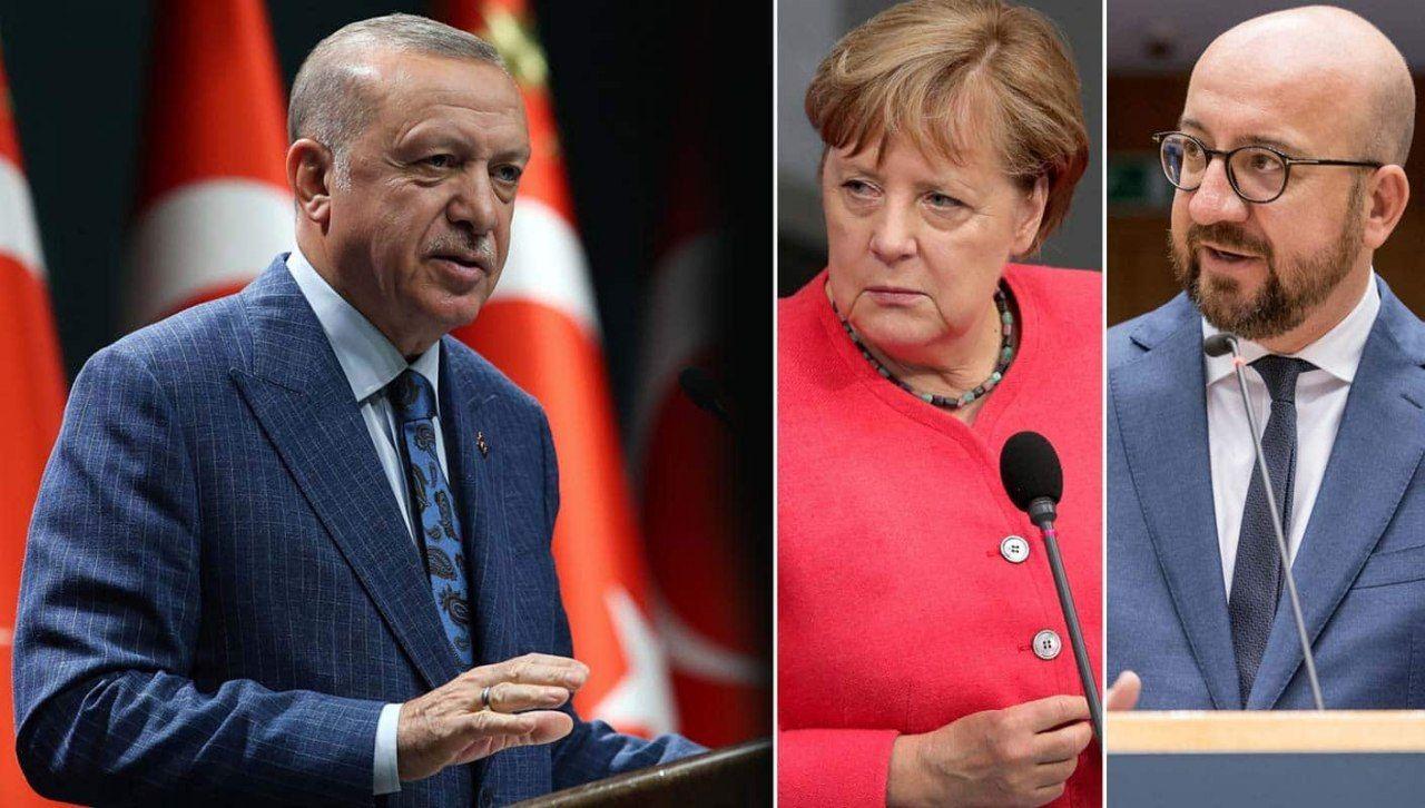 گفتگوی ویدیویی اردوغان با صدر اعظم آلمان و رییس شورای اروپا