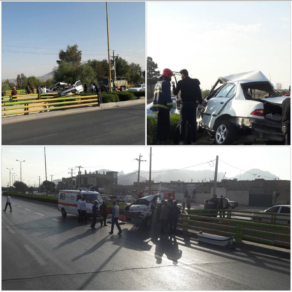 یک کشته در برخورد شدید خودرو سمند با گادریل در مبارکه